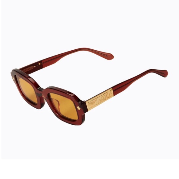 Poppy Lissiman Raphael Burgundy Red Sunglasses Yellow Tinted - Picture 4 of 9